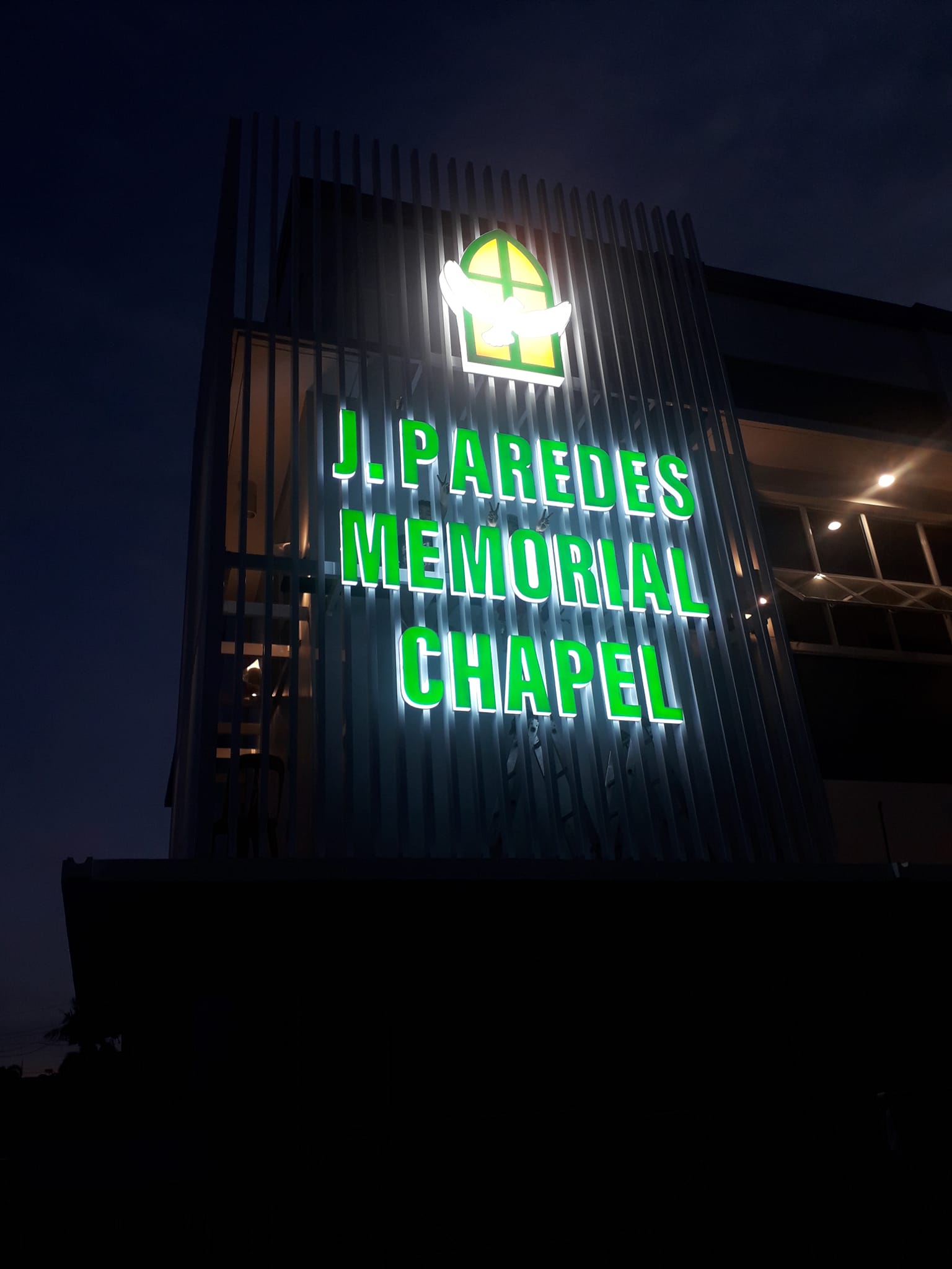 J. Paredes Memorial Chapel signage